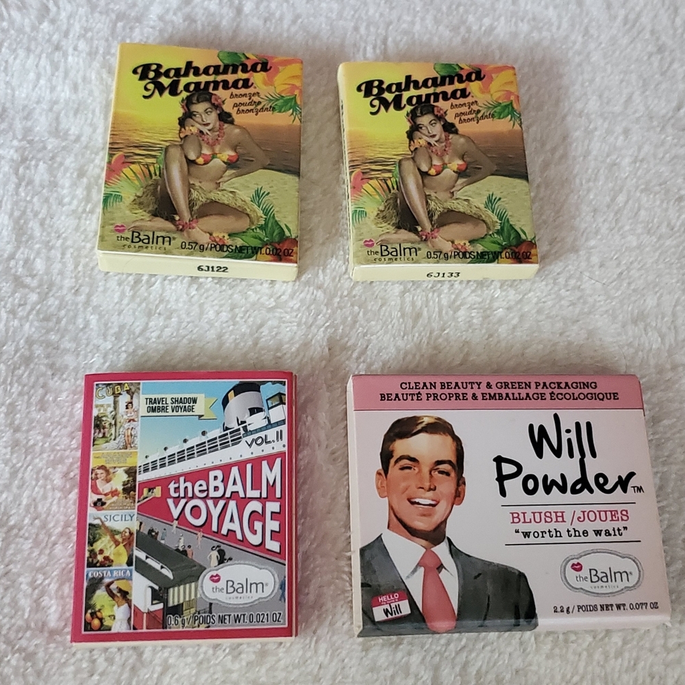 NEW Bundle of 4 theBalm Cosmetics Mini Eyeshadow Bronzer Blush Book Design